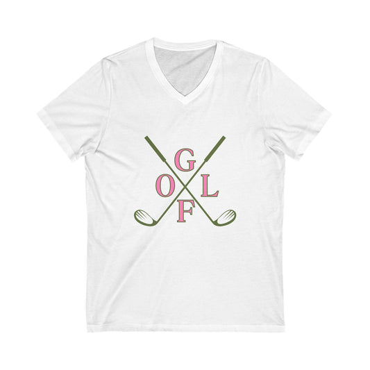 Golf V-Neck Tee | Unisex Short Sleeve T-Shirt for Golf Lovers