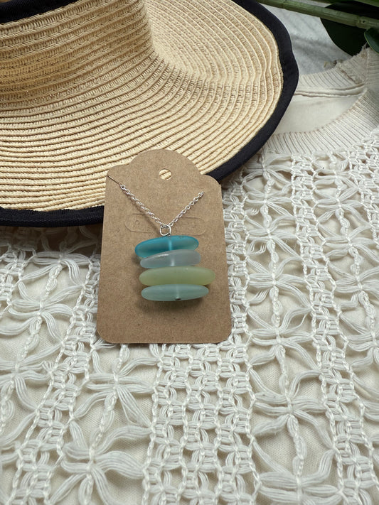 Seaglass Ocean Blues Necklace Pendant